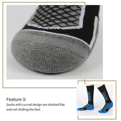 DIZETION 1 Pair Winter Warm Thickening Ski Stockings Hiking Socks For Women Men Children Outdoor Anti-Cold High Sports Stockings