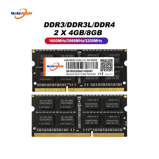 WALRAM 2PCS DDR4 8GB Ram Memoria DDR3 1600MHz 2666MHZ 3200MHZ Sodimm Notebook Memory DDR3L 4GB 2666 1600 1.35V 1.2V Latpop Ram - ALPENZO