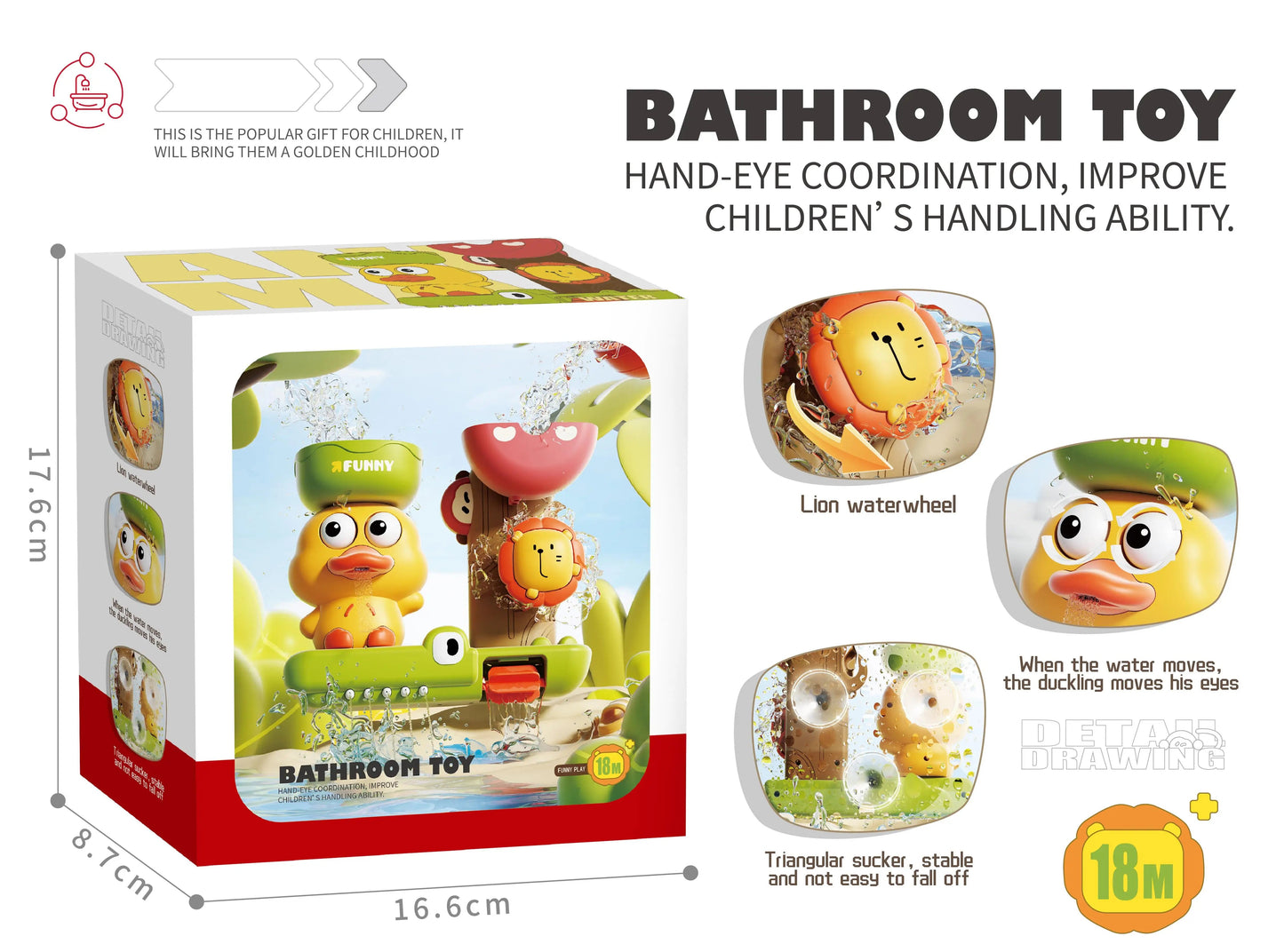Cute Duck Bathtub Boat Toy with 3 Emotional Ducks Automatic Water Spray Toys for Toddlers, Sensory Interactive Baby Shower Gift ALPENZO