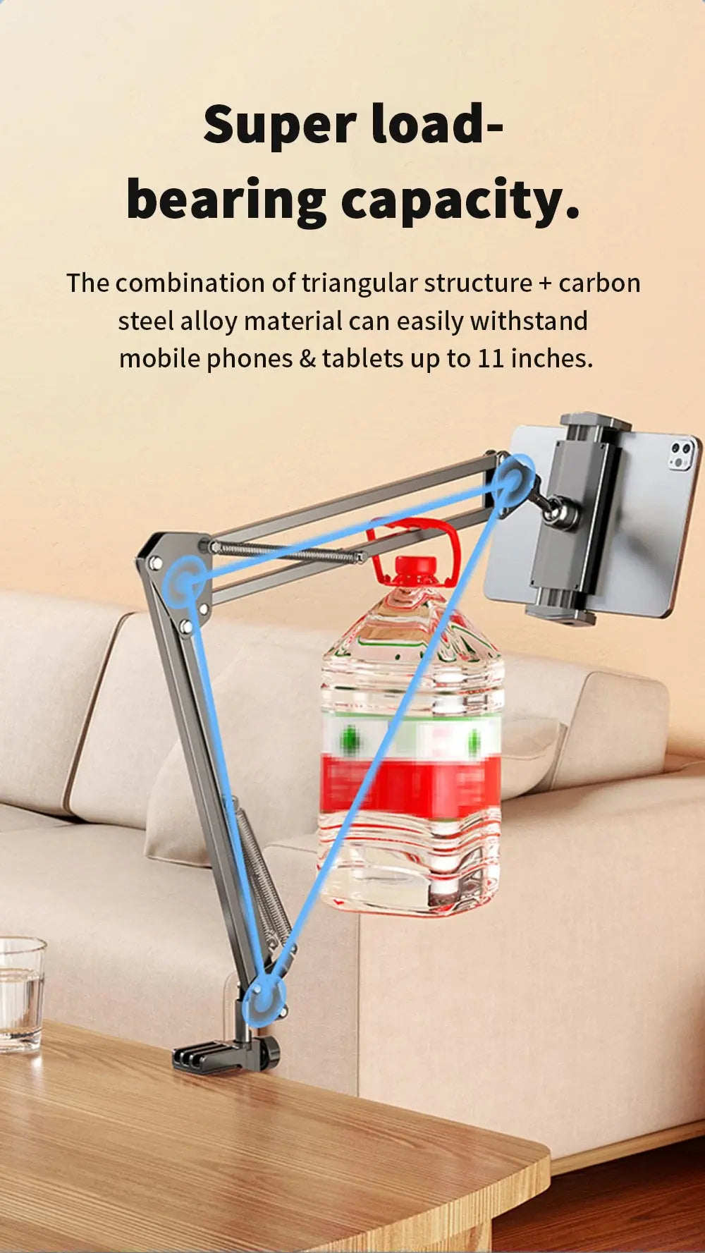 Universal Tablet Stand Clip Lazy Bracket Flexible Articulating Aluminum Arm Phone Mount Tablet Holder For All 4-11 Inch Device - ALPENZO