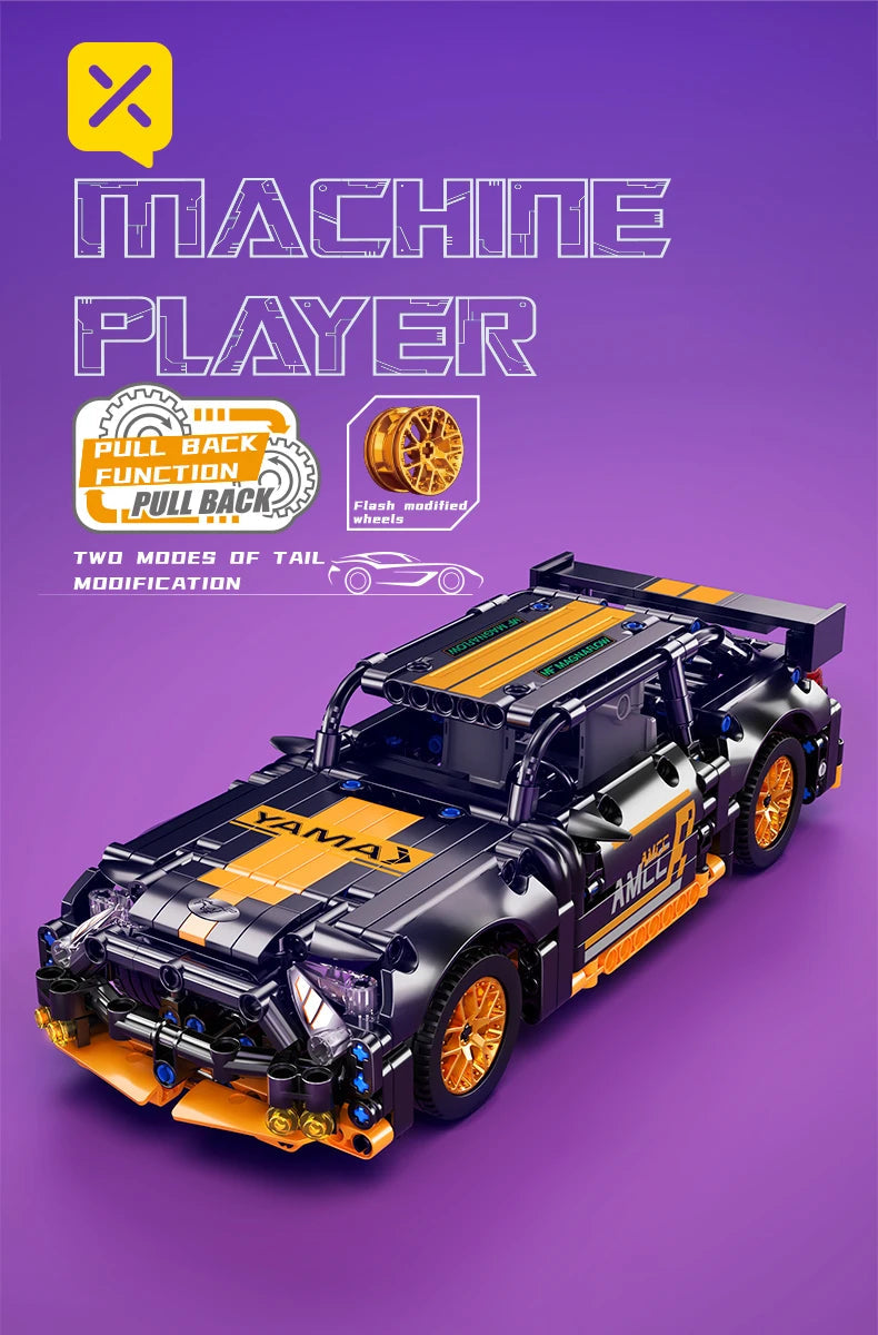 ToylinX 1/18 Sports Car Series Collectible Car 520pcs Building Technology Model Boy Kids Educational Racing Toy for Festive gift ALPENZO