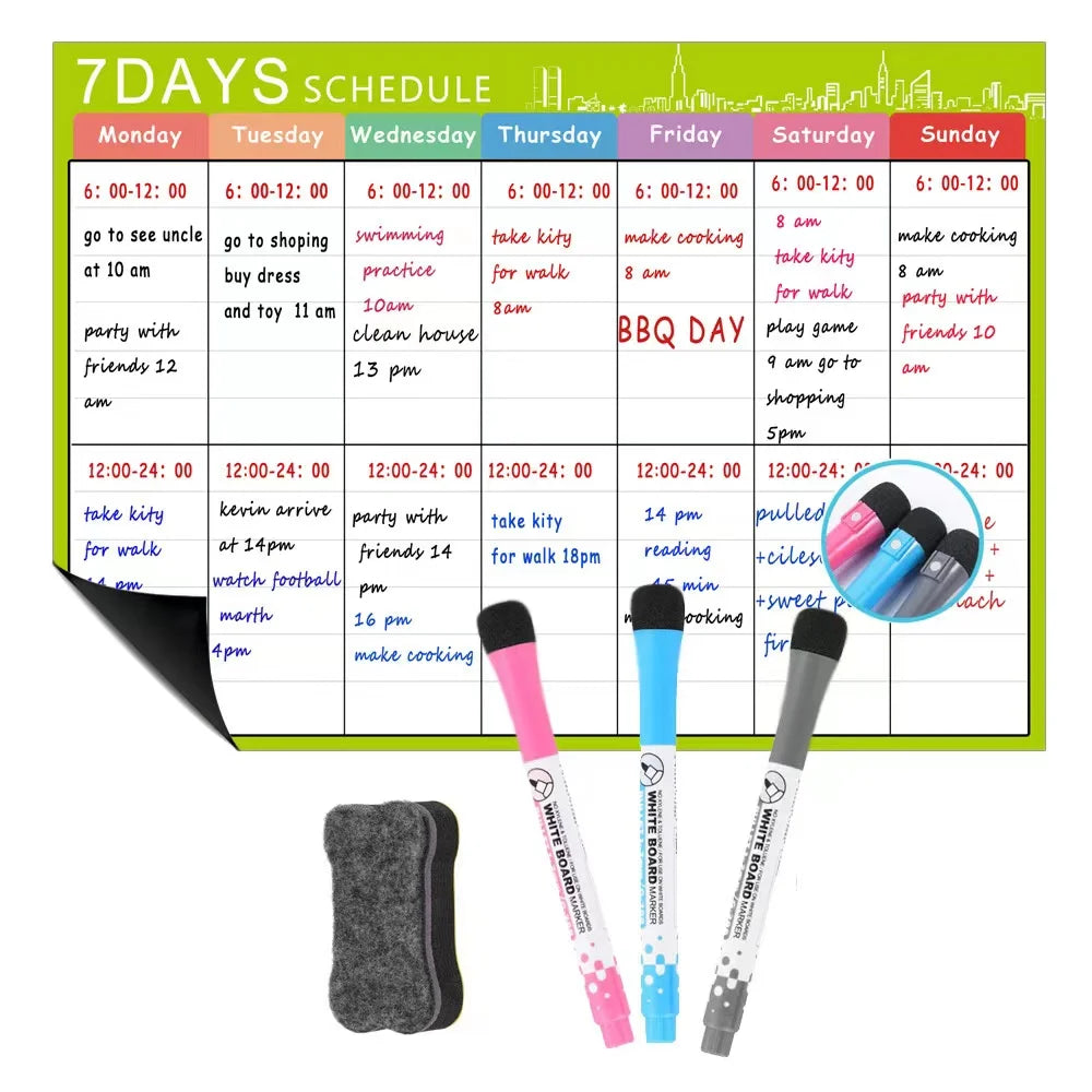 1 Set Magnetic Refrigerator Dry Erase Calendar 12" X 16" Monthly Planner Whiteboard Message Organizer For Kitchen Fridge With Fr ALPENZO