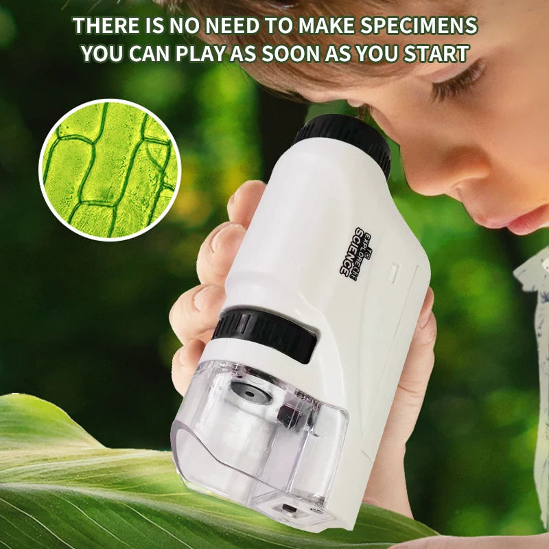Handheld Microscope Kit Lab LED Light 60X 120X Home School Biologi Cal Science Educational Toys For Children Brinquedo STEM Gift ALPENZO