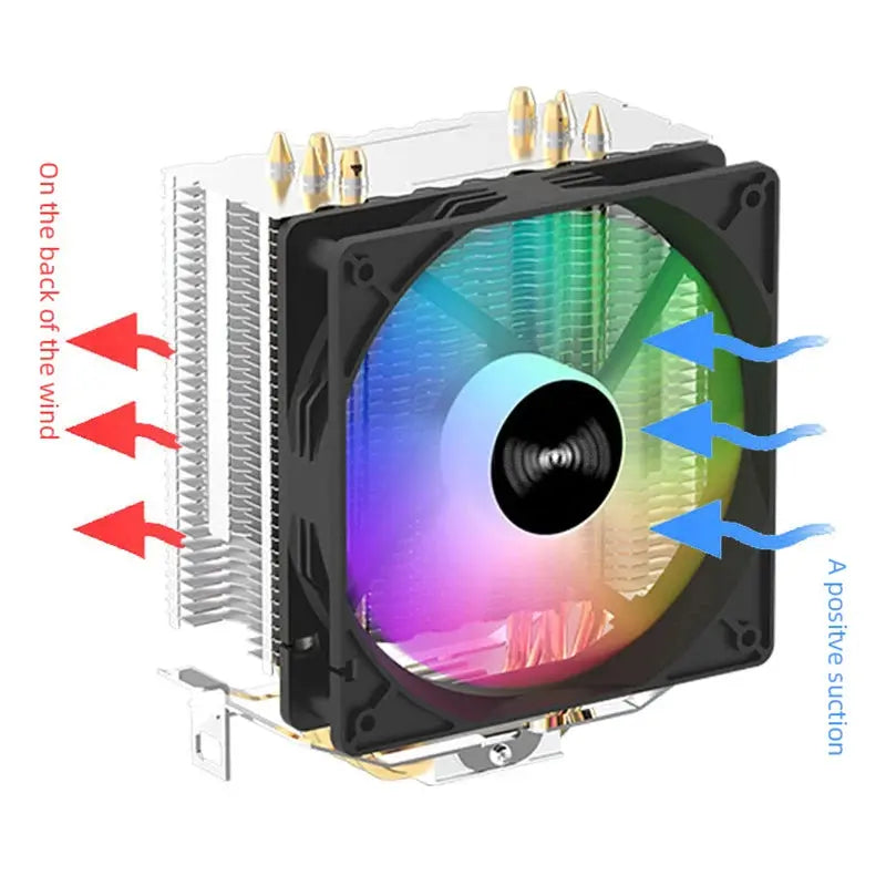 TEUCER CPU Cooler 4 Heat Pipes PC Radiator Cooling 3PIN PWM Silent Rgb Fan For Intel 1700 1150 1155 1156 1366 AM2/AM3/AM4 AMD - ALPENZO