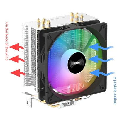 TEUCER CPU Cooler 4 Heat Pipes PC Radiator Cooling 3PIN PWM Silent Rgb Fan For Intel 1700 1150 1155 1156 1366 AM2/AM3/AM4 AMD - ALPENZO