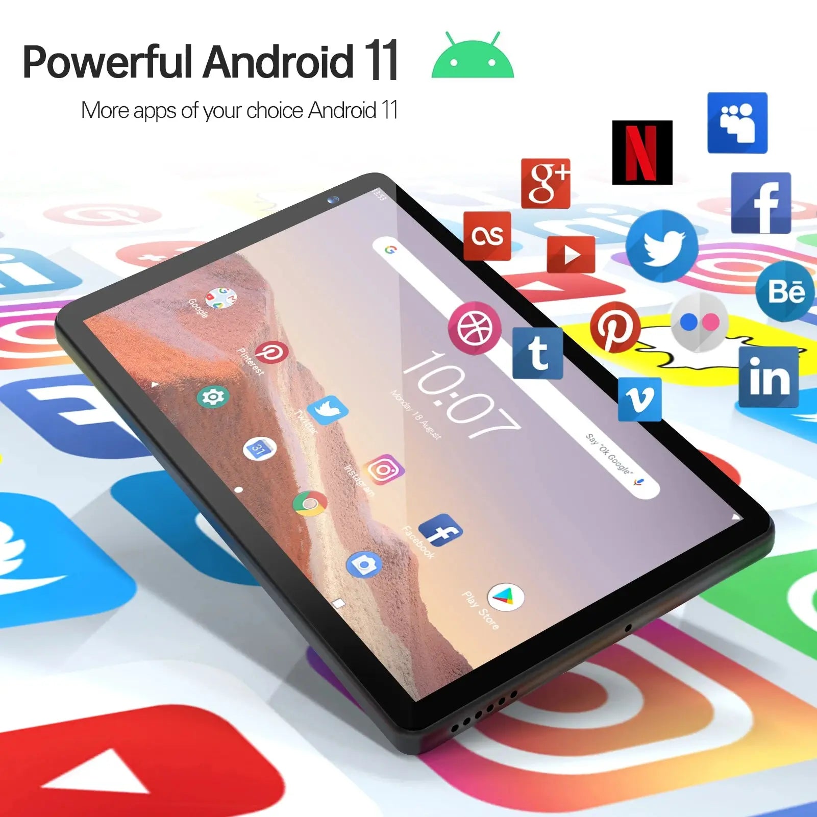 PRITOM 7 Inch Tablet PC 32 GB Android 11 with Quad Core Processor HD IPS Display Dual Camera WiFi with PU Protective Case - ALPENZO