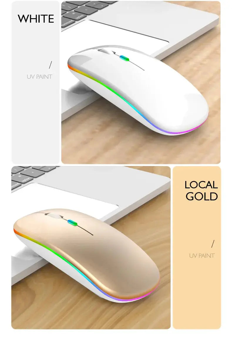 Tablet Phone Computer Bluetooth Wireless Mouse Rechargeable RGB Backlight Mice for iPad PC Laptop Tablet Phone 2.4GHz USB Mouse - ALPENZO