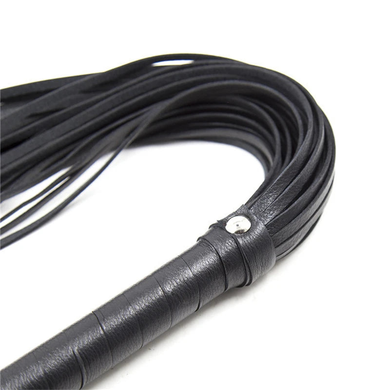 PU Leather Pimp Whip Racing Riding Crop Party Flogger Hand Cuffs Queen Black Horse Riding Whip Equipment