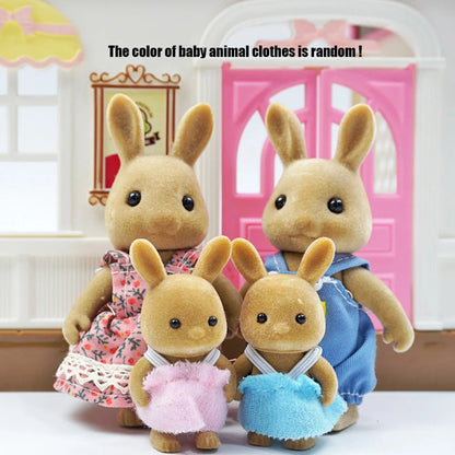 Rabbit Doll 1/12 Micro Dollhouse Reindeer Sheep Elephant Squirrel Family Kitchen Toy Miniature Furniture Set Girl Toy Gift ALPENZO