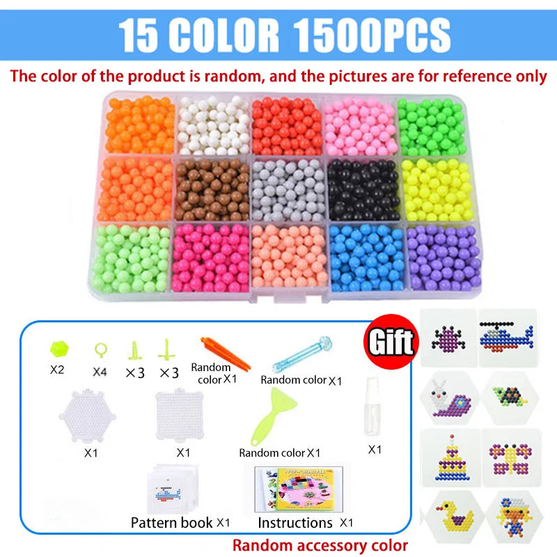 Handmade Magic Water Fuse Beads Creative Beads DIY Art Crafts Toys Magic Water Sticky Beads Sensory Toys Set with Accessories ALPENZO