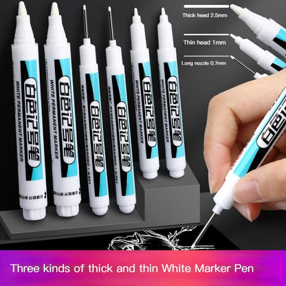 1/4Pcs White Permanent Paint Pen set for Wood Rock Plastic Leather Glass Stone Metal Canvas Ceramic Deep Hole Marker 0.7mm ALPENZO