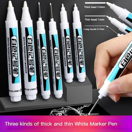 1/4Pcs White Permanent Paint Pen set for Wood Rock Plastic Leather Glass Stone Metal Canvas Ceramic Deep Hole Marker 0.7mm ALPENZO