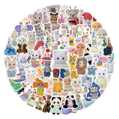 60/120PCS Forest Family Easter Bunny Reindeer Panda Animal Stickers Gift Children's DIY toy stickers Pack Waterproof ALPENZO