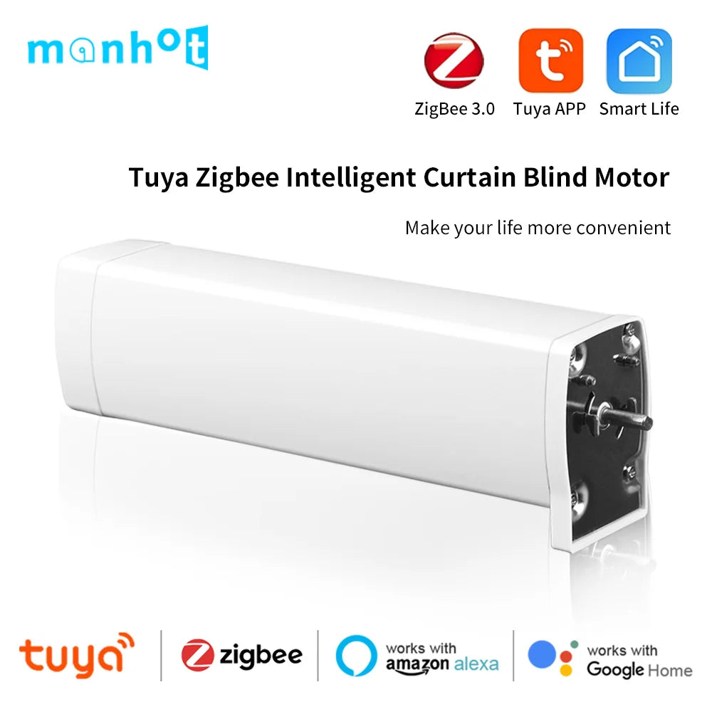 Smart Tuya Wifi/Zigbee Electric Curtain Shutter Motor with RF Remote 22.5CM Size APP Control Alexa Google Assistant SmartThings - ALPENZO