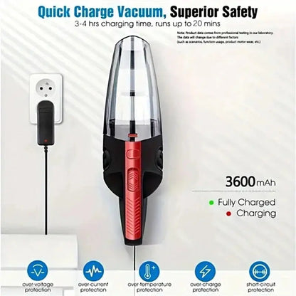 Portable Car Wireless Vacuum Cleaner Powerful Suction Rechargeable Handheld Vacuum Cleaner Quick Charge for Car Home Pet Hair - ALPENZO