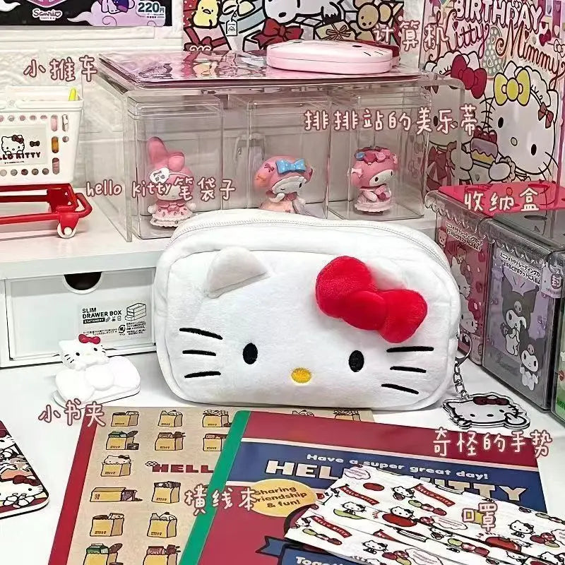 Japanese Cat Pen Bag Cute Printed Cartoon Plush Student Pen Bag Simple And Fashionable Multi Functional Large Capacity Storage ALPENZO