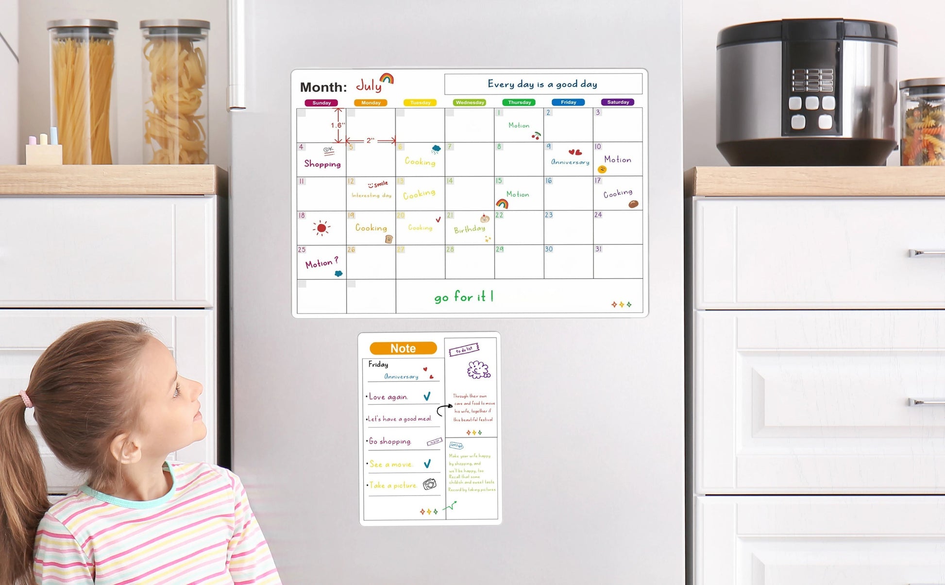 Magnetic Calendar For Fridge Monthly Weekly Planner Calendar Table Dry Erase Whiteboard With Pen Fridge Sticker Message Board ALPENZO