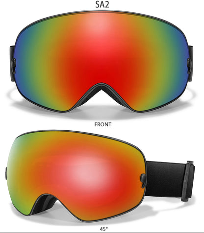 Ourdoor Sports Teen Men Women Ski Goggles-Anti-fog UV400 Eyewear, Christmas and New Year Gift, Free Black Lens and Optical Frame