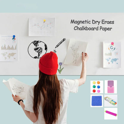 Magnetic Dry Erase Chalkboard Paper Soft Whiteboard Contact Paper Wall Sticker Graffiti Sticker For Work At Home Office/Teaching ALPENZO