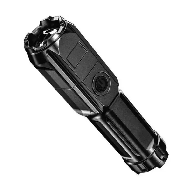 Portable LED Flashlight ABS Strong Light Focusing Flashlight USB Rechargeable Outdoor Home Strong Light Searchlight Waterproof