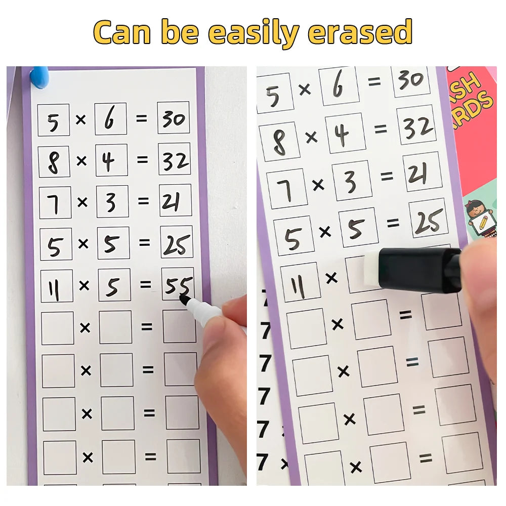 1-12 Maths Table Cards Self Check Math Learning Tool Montessori Mathematical Teaching Aids Add&Subtract or Multiply&Divide Set ALPENZO