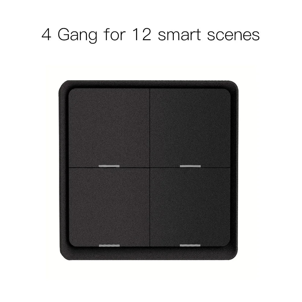 MOES 4 Gang Tuya ZigBee Wireless 12 Scene Switch Push Button Controller Battery Powered Automation Scenario for Tuya Devices - ALPENZO
