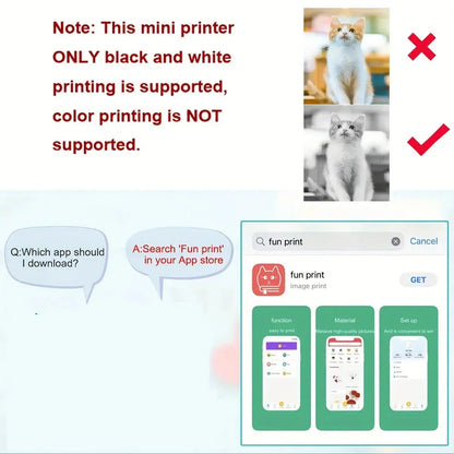 Portable Mini Thermal Printer Wirelessly BT 203dpi Photo Label Memo Wrong Question Printing With USB Cable Imprimante Portable - ALPENZO