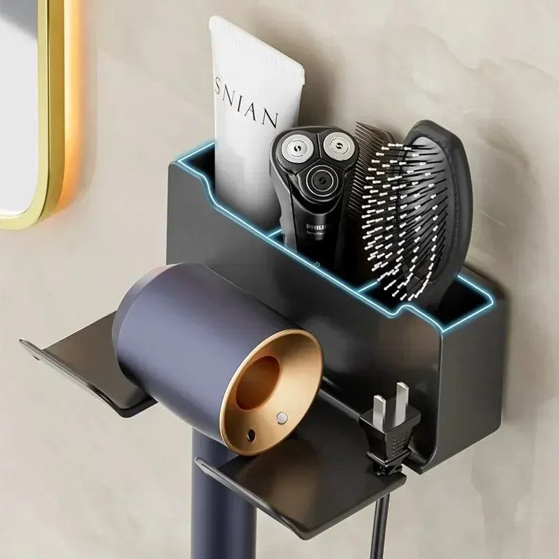 1 Pcs Hair Dryer Holder Wall Dryer Cradle Straightener Stand Hairdryer Organizer Box Plastic Hair Dryer Stand Bathroom Organizer - ALPENZO
