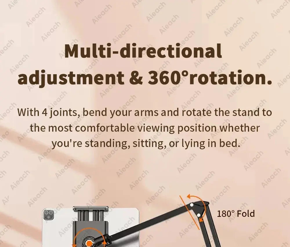 Tablet Holder for Bed with Long Metal Arm iPad Stand Tablet Bracket 360° Rotating Bed Phone Mount for 4.5~12.9 inch Phone Tablet - ALPENZO