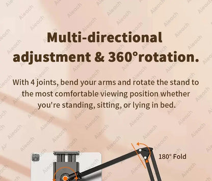 Tablet Holder for Bed with Long Metal Arm iPad Stand Tablet Bracket 360° Rotating Bed Phone Mount for 4.5~12.9 inch Phone Tablet - ALPENZO
