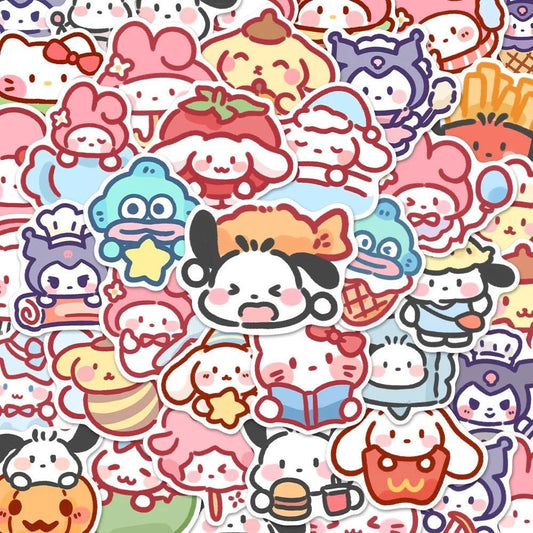 100pcs Cute Cartoon Sanrio Stickers My Melody Kuromi Handbag Decoration Stickers Cinnamoroll Children's Gift Sticker Bag ALPENZO
