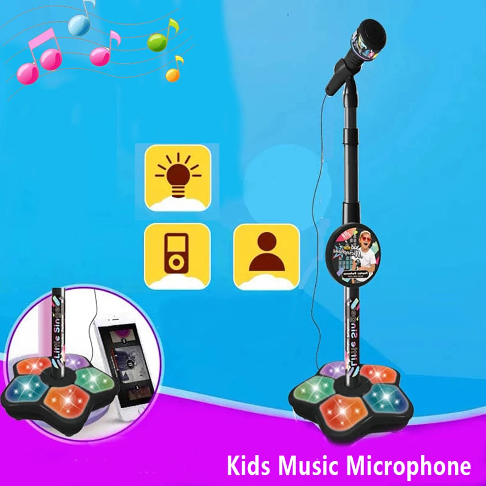 Kids Microphone with Stand Karaoke Song Music Instrument Toys Brain-Training Educational Toy Birthday Gift for Girl Boy ALPENZO