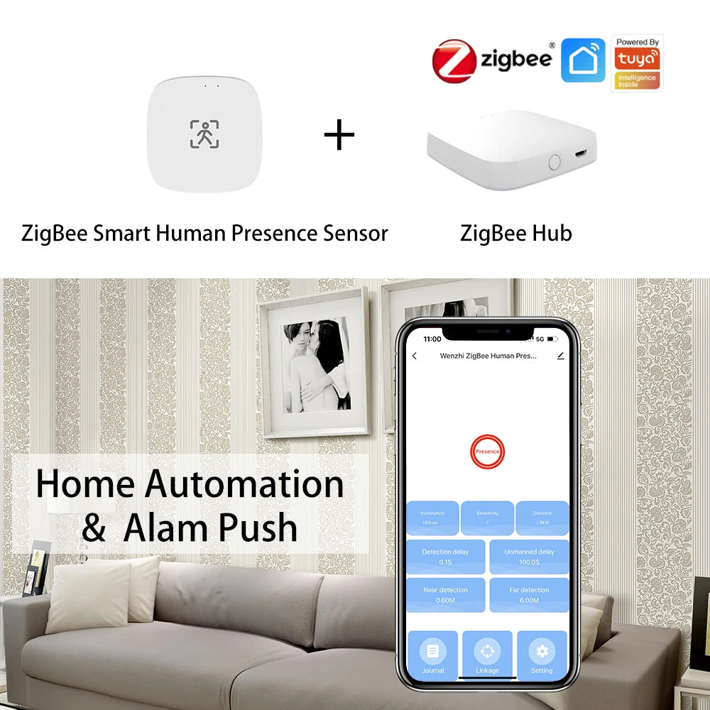 ZigBee Wifi MmWave Human Presence Motion Sensor With Luminance/Distance Detection 5/110/220V Tuya Smart Life Home Automation - ALPENZO