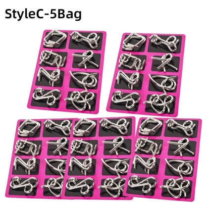 8Pcs/Set Metal Montessori Puzzle Wire IQ Mind Brain Teaser Puzzles Children Adults Interactive Game Reliever Educational Toys ALPENZO
