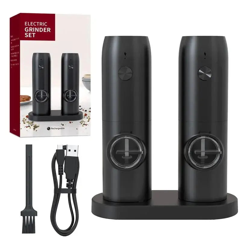 Rechargeable USB Electric Automatic Salt and Pepper Grinder Set Gravity Spice Mill Adjustable Spices Grinder Kitchen Tools - ALPENZO