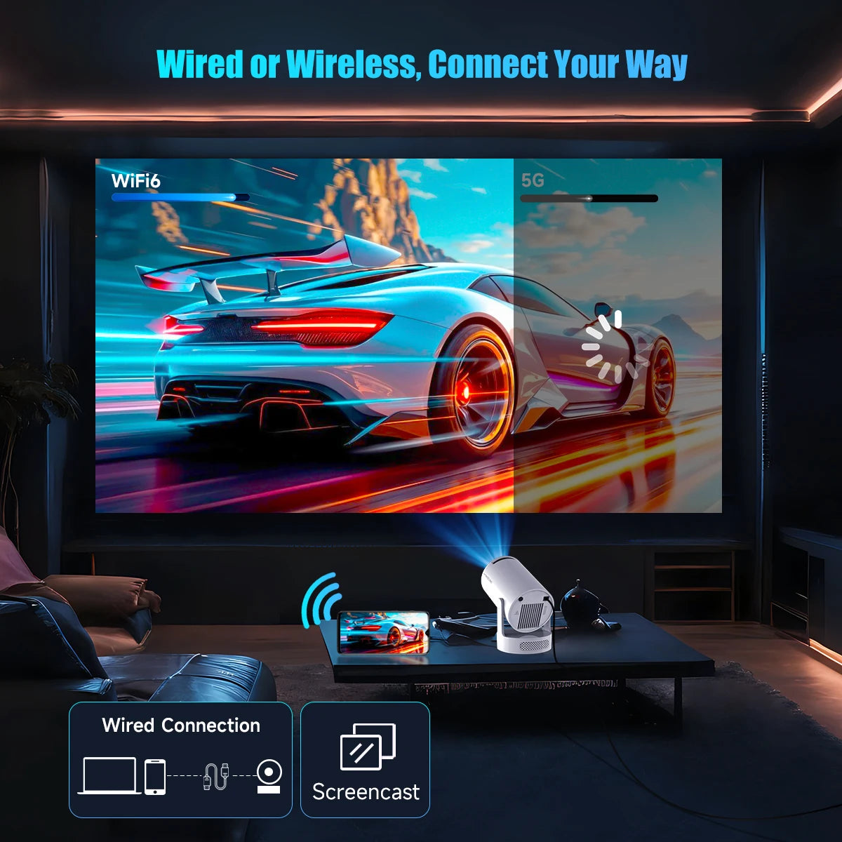Magcubic Projector HY300 PRO + 4K Android 11 Dual Wifi6  Allwinner H713 BT5.4 1080P 1280*720P Home Cinema Outdoor Projetor ALPENZO