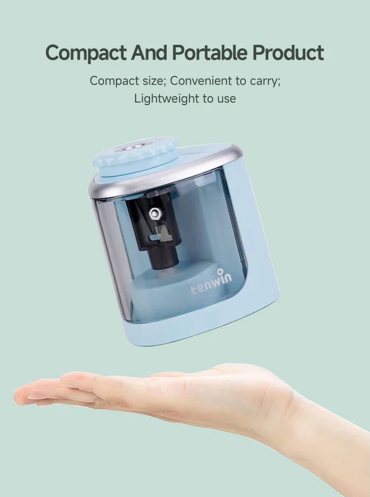 Tenwin Electric/Manual 2 in 1 Pencil Portable Sharpener Safe Student Helical Steel Blade Kids Adults Auto Pencil Sharpener 8005 ALPENZO