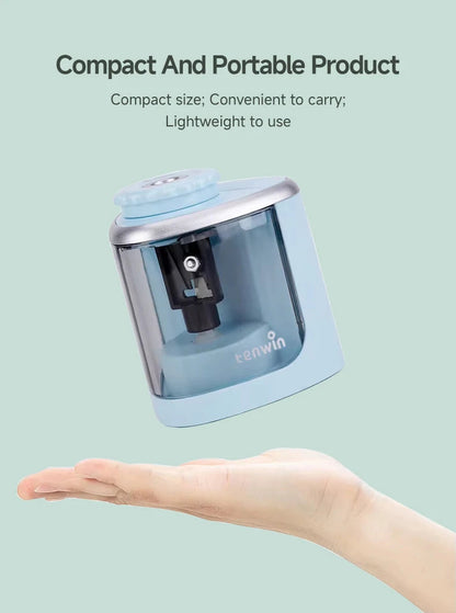 Tenwin Electric/Manual 2 in 1 Pencil Portable Sharpener Safe Student Helical Steel Blade Kids Adults Auto Pencil Sharpener 8005 ALPENZO