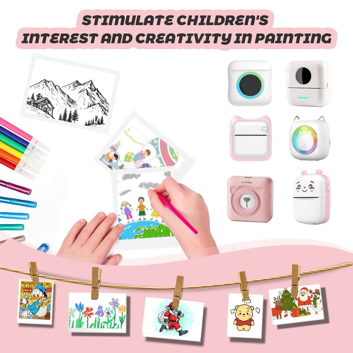 Thermal Printer Paper Rolls for Mini 10 Rolls 2.2in x 19ft  Pocket Printer White Colors Sticky Receipt Paper Rolls POS Papers ALPENZO