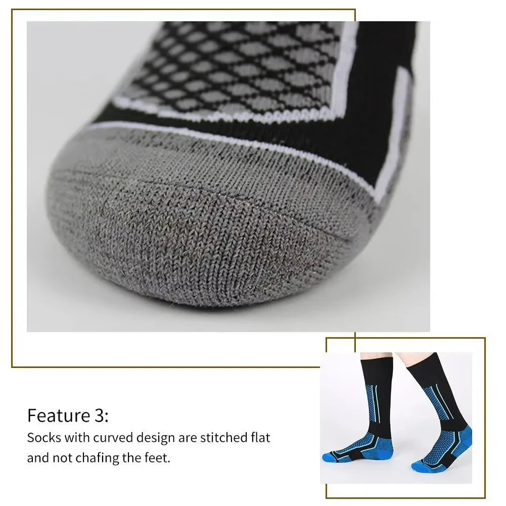 DIZETION 1 Pair Winter Warm Thickening Ski Stockings Hiking Socks For Women Men Children Outdoor Anti-Cold High Sports Stockings