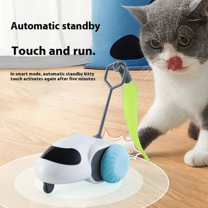 Smart Interactive Cat Toy Car Auto-Running Pet Vehicle with Obstacle Detection Durable for Indoor Cats Play - ALPENZO