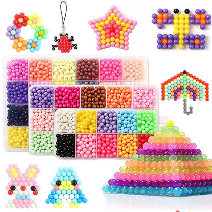 Handmade Magic Water Fuse Beads Creative Beads DIY Art Crafts Toys Magic Water Sticky Beads Sensory Toys Set with Accessories ALPENZO
