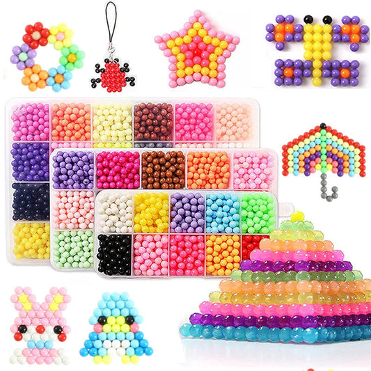 Handmade Magic Water Fuse Beads Creative Beads DIY Art Crafts Toys Magic Water Sticky Beads Sensory Toys Set with Accessories ALPENZO