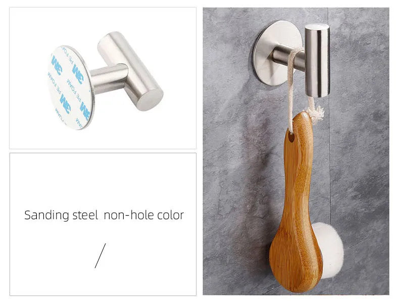 Stainless Steel Robe Hook Adhesive Wall Hook Towel Hook for Bathroom Kitchen Garage Heavy Duty Wall Mounted Kitchen Hardware - ALPENZO