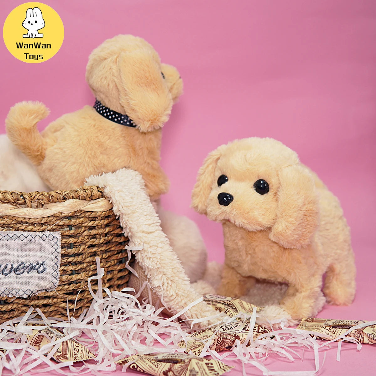 Plush Electric Puppy Simulation Pet Dog Can Walk Teddy Dog Golden Retriever Bichon Frize Dog Children Can Bark Run And Rock ALPENZO