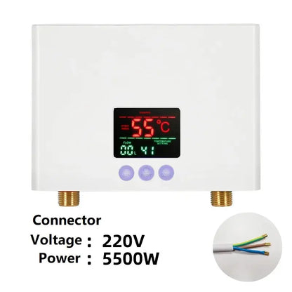 110V/220V Instant Water Heater 3000W/5500W Wall-Mounted Electric Heaters for Bathroom Hot Water Shower and Home Kitchen Heating - ALPENZO