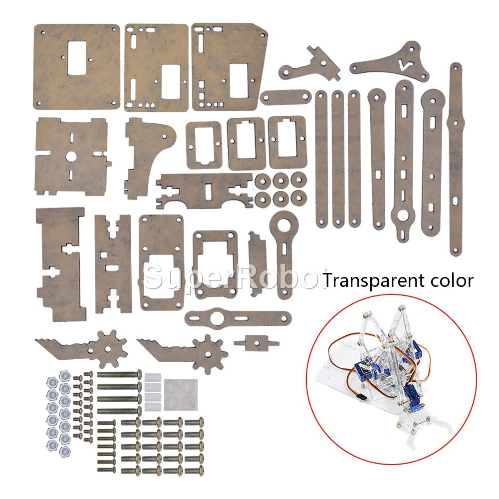 SG90 MG90S 4 Dof Unassembly Acrylic Mechanical Robot Manipulator Claw Kit For Arduino Robot Arm STEAM Kit Programming Robot Arm ALPENZO