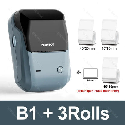 NIIMBOT B1 Portable Thermal Printer With Tapes 2 Inch Adhesive Label Machine Mini Bluetooth Sticker Maker Waterproof Labels Roll - ALPENZO