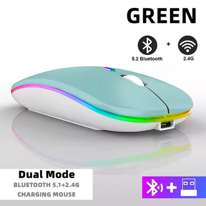Tablet Phone Computer Bluetooth Wireless Mouse Rechargeable RGB Backlight Mice for iPad PC Laptop Tablet Phone 2.4GHz USB Mouse - ALPENZO