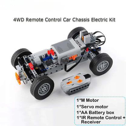 4WD RC Car Chassis Electric Set Four-Wheel Drive Technical Chassis Bricks IR Remote Reciever MOC Building Blocks for legoeds ALPENZO